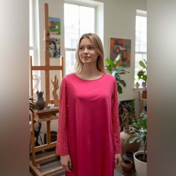 Dior Vibrant Pink Long Sleeve Dress - Picture 3 of 7